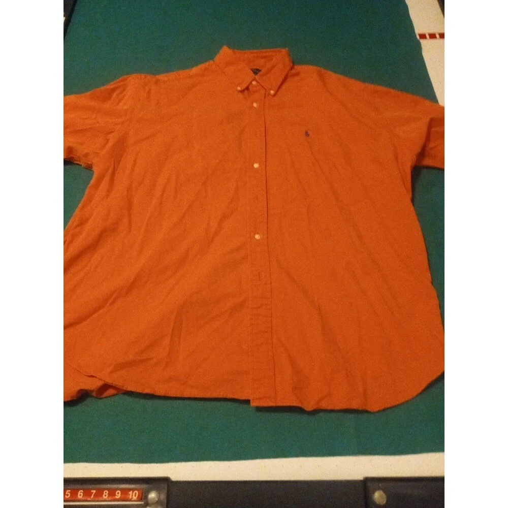 Polo Ralph Lauren Short Sleeve Button Down Shirt Orange Classic Sz 2XL
